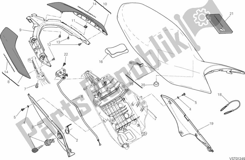 All parts for the Seat of the Ducati Hypermotard Brasil 821 2015